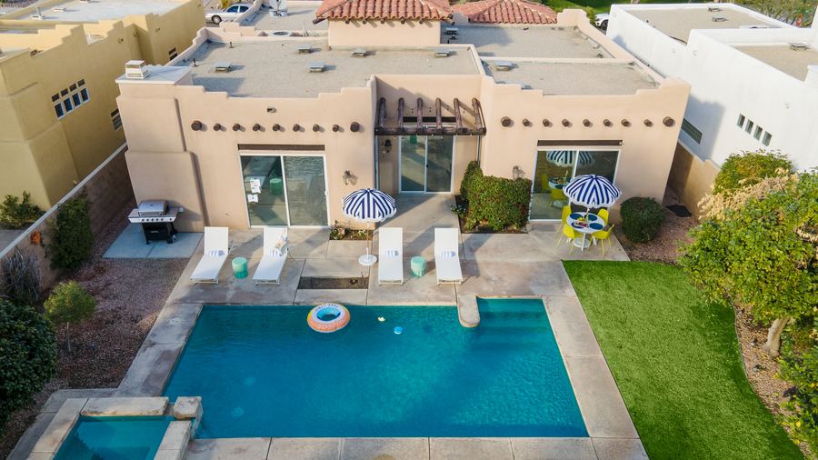 Home and pool from above
